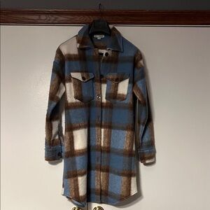 Sonoma Blue and Brown Plaid Shirt Jacket